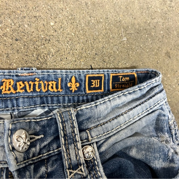 Rock Revival Jeans Mens 30x30 Blue Tom Straight Embroidered Grunge Hip Hop 2000s - Picture 3 of 10